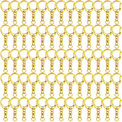 Roctee 120 Pcs Key Chain Clip D Snap Hook Split Metal Keychain with Chain, Keychain Parts Hardware with Open Jump Ring and Connector, DIY Crafts K...